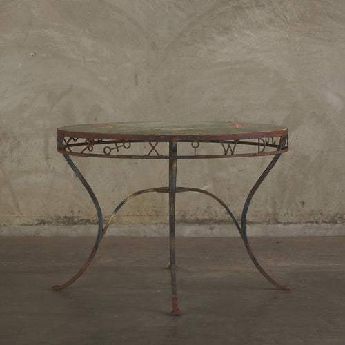 COWBOY PATIO TABLE WITH BRANDING IRONS AND STEER MOTIFS